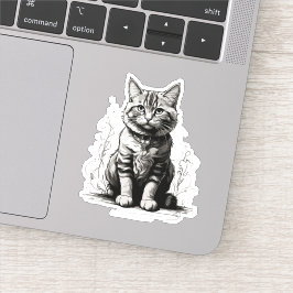 Schattigee Cat potlood schets Sticker