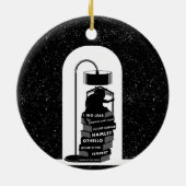 Schattigee Cat Reading Shakespeare speelt Keramisch Ornament (Achterkant)