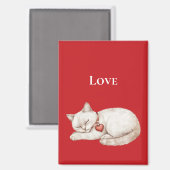 Schattigee Cat Red Heart Love Magneet (Voorkant / Achterkant)