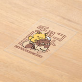 Schattigee Cat Riding Chocolademelk Karton Kawaii Acryl Uitnodigingen (Laagn)