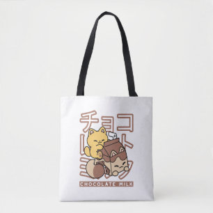 Schattigee Cat Riding Chocolademelk Karton Kawaii Draagtas