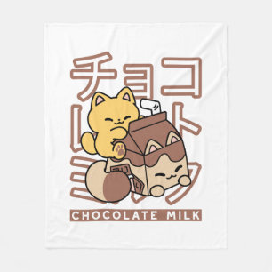 Schattigee Cat Riding Chocolademelk Karton Kawaii  Fleece Deken
