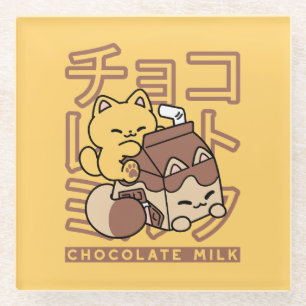 Schattigee Cat Riding Chocolademelk Karton Kawaii Glazen Onderzetter