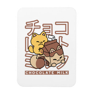 Schattigee Cat Riding Chocolademelk Karton Kawaii Magneet