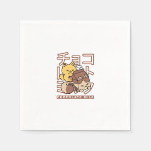 Schattigee Cat Riding Chocolademelk Karton Kawaii  Servet