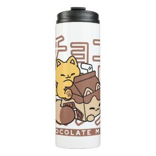 Schattigee Cat Riding Chocolademelk Karton Kawaii Thermosbeker
