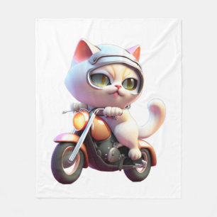 SCHATTIGEE CAT rijden op een motor Classic T-Shirt Fleece Deken
