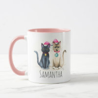 Schattigee Cat Roze Kerst Koffie Mokken