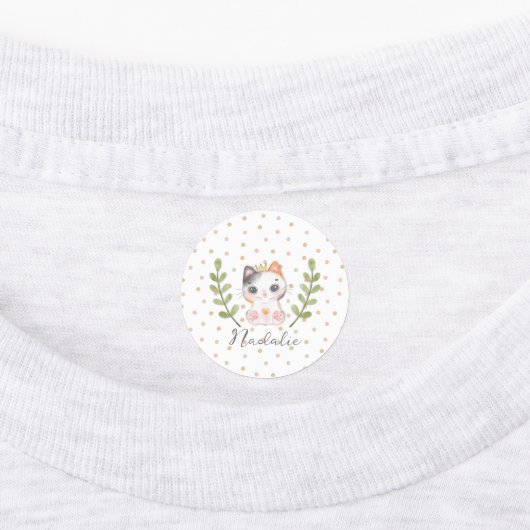 Schattigee Cat Soft Geslachtsneutrale Dotted Child Labels (Aangebracht)