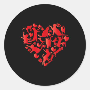 Schattigee Cat Valentijnsdag Cat Love Heart Happy  Ronde Sticker