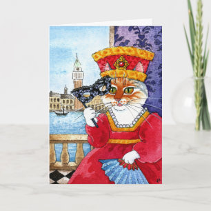 Schattigee Cat Valentijnsdag of Carnaval kaart