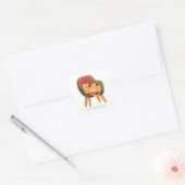 Schattigee Cat Waterverf naam Vierkante Sticker (Envelop)