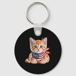 Schattigee Cat zomervlag Amerikaanse herdenkingsda Sleutelhanger