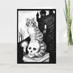 Schattigee Cat zwart wit Halloween, elke gelegenhe Kaart