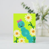 Schattigee Caterpillar en Daisies Briefkaart (Staand voorkant)