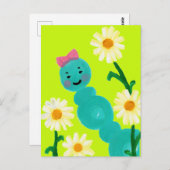 Schattigee Caterpillar en Daisies Briefkaart (Voorkant / Achterkant)
