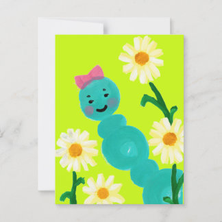 Schattigee Caterpillar en Daisies Briefkaart