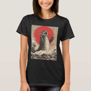Schattigee Catzilla Cat Japanese Art Funny Cat T-shirt