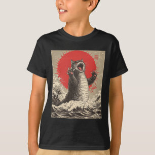 Schattigee Catzilla Cat Japanese Art Funny Cat T-shirt