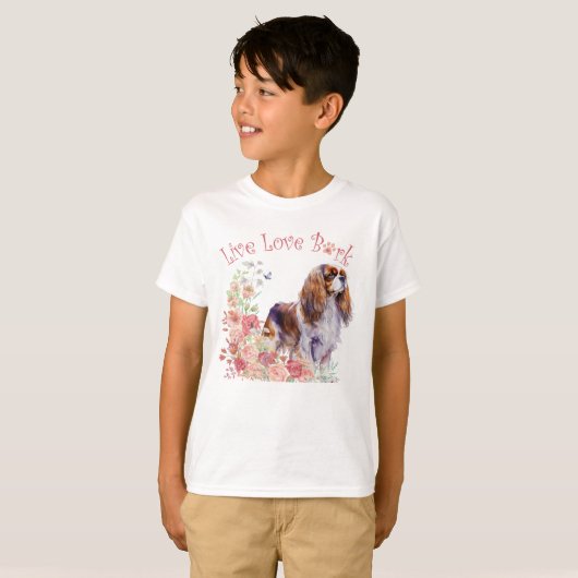 Schattigee Cavalier King Charles Spaniel Dog Flora T-shirt (Voorkant volledig)