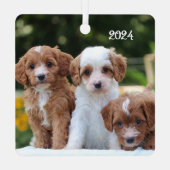 Schattigee Cavapoo Puppy Dogs Metalen Ornament (Achterkant)