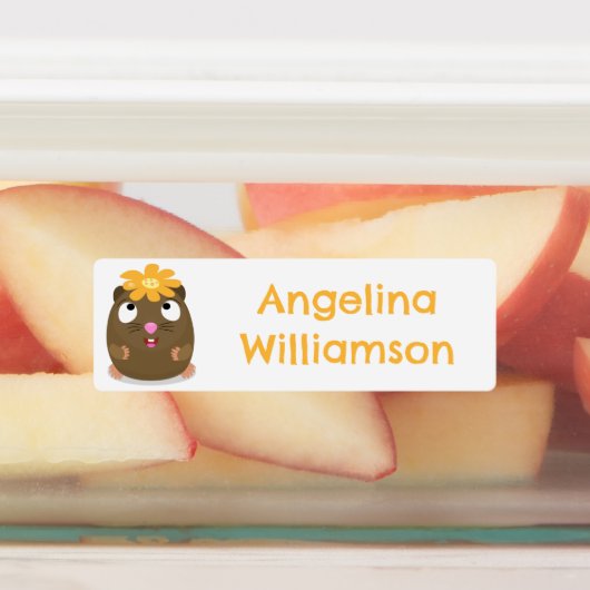 Schattigee cavia happy cartoon gepersonaliseerd labels (Aangebracht)