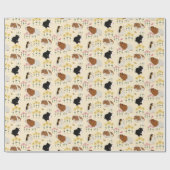 Schattigee cavia's in bloementuinpatroon - geel cadeaupapier (Vlak)