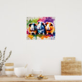 Schattigee cavia's met kleurvlekken poster (Keuken)