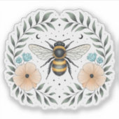 Schattigee Celestial Bee Floral Vinyl Sticker (Voorkant)