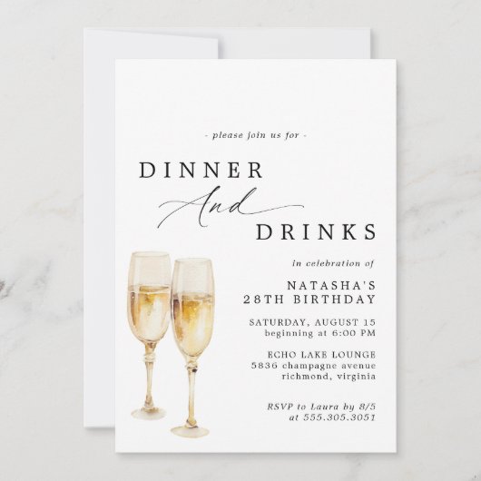 Schattigee champagne | Modern Elegant verjaardagsd Kaart (Voorkant)