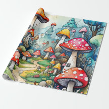 Schattigee champignons huisje kern patroon Wrappin