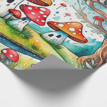 Schattigee champignons huisje kern patroon Wrappin