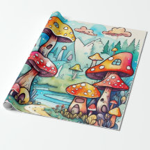 Schattigee champignons huisje kern patroon Wrappin