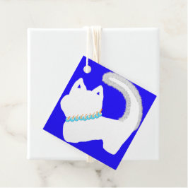 Schattigee Chanoeka met een witte kat en menora Bedankjes Labels