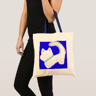 Schattigee Chanoeka met een witte kat en menora Tote Bag