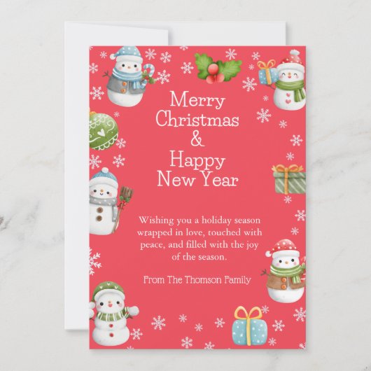 Schattigee charmante wintersneeuwman kerst feestdagenkaart (Voorkant)