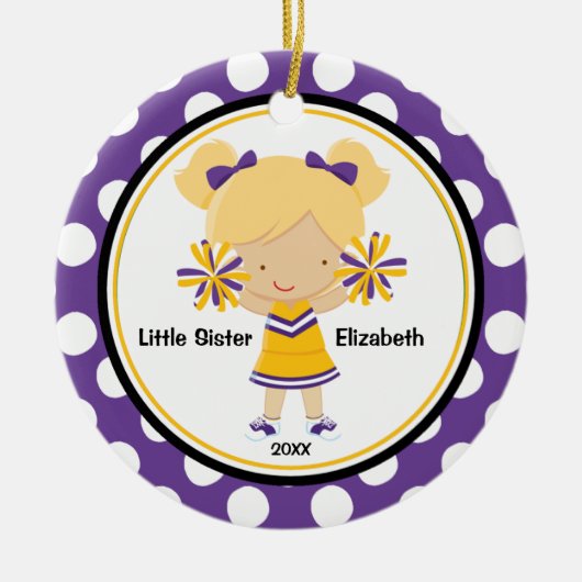 Schattigee cheerleader Little Sister Kerstversieri Keramisch Ornament (Voorkant)