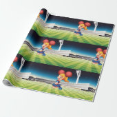 Schattigee cheerleader op het sportveld cadeaupapier (Uitgerold)