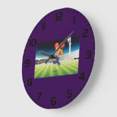 Schattigee cheerleader op het sportveld grote klok (Hoek)