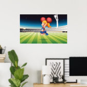 Schattigee cheerleader op het sportveld poster (Thuiskantoor)
