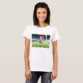 Schattigee cheerleader op het sportveld t-shirt (Voorkant volledig)