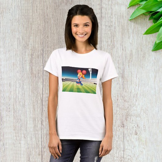 Schattigee cheerleader op het sportveld t-shirt