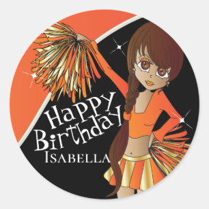 Schattigee Cheerleader Pom Pom Meisjes SINAASAPP Ronde Sticker