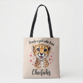 Schattigee Cheetah Lover Wildlife Art met Hartacce Draagtas (Voorkant)