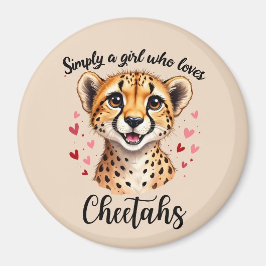 Schattigee Cheetah Lover Wildlife Art met Hartacce Magneet (Voorkant)