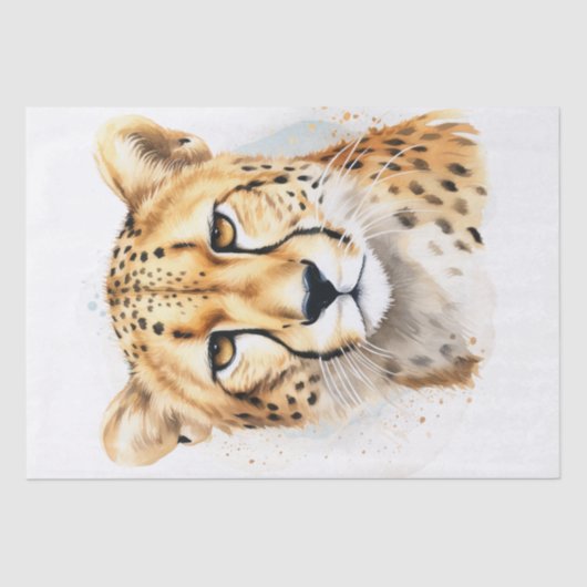 Schattigee Cheetah Wild Cat Waterverf Tissuepapier (Voorkant)