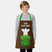 Schattigee chef kikker cartoon aangepaste kinder k schort (Gedragen)