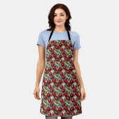Schattigee Cherry en Blue Checkered Plaid Pattern Schort (Gedragen)