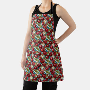 Schattigee Cherry en Blue Checkered Plaid Pattern Schort