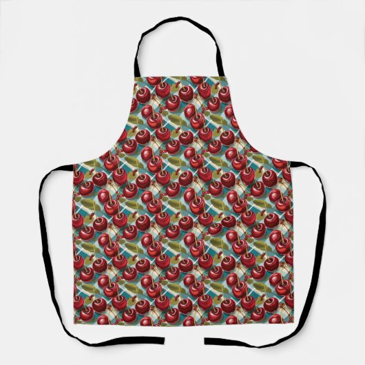 Schattigee Cherry en Blue Checkered Plaid Pattern Schort (Voorkant)